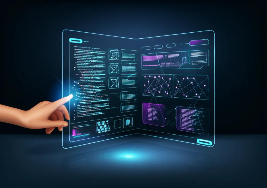 AI Web Design инструменты в действии: футуристический интерфейс для создания сайта