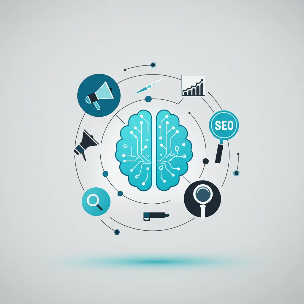 Специализированные альтернативы ChatGPT для маркетологов, представленные в виде схемы с иконками.