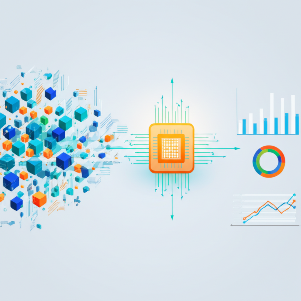 Анализ данных, примеры, как начать: инфографика процесса от сбора информации до визуализации.