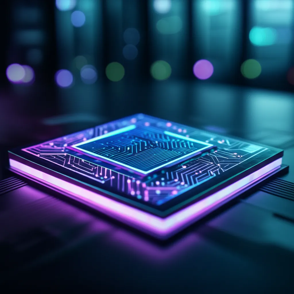 Футуристический процессор, иллюстрирующий аппаратные средства искусственного интеллекта.