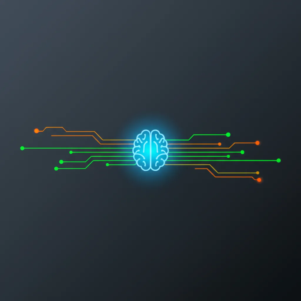 Абстрактная иллюстрация, демонстрирующая аутсорсинг data science: дополнение внутренних возможностей за счет интеграции внешних потоков данных.