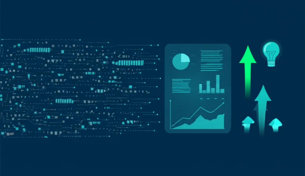 Инфографика, иллюстрирующая процесс, который описывает бизнес-аналитика: превращение данных в результат