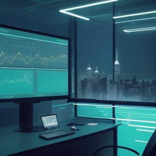 Современная Аналитика данных дашборды на интерактивном экране в футуристичном офисе с графиками роста прибыли.