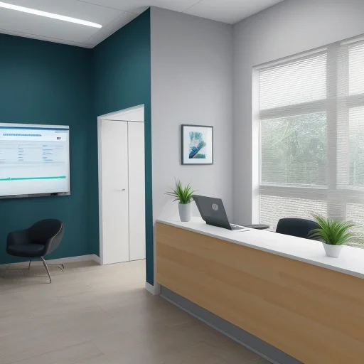 Современная Crm система для клиники на мониторе компьютера в светлом медицинском центре с графиками и расписанием