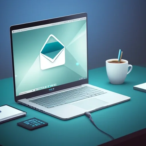 Современный интерфейс Crm система с email интеграцией на ноутбуке в офисном интерьере с визуализацией потока данных