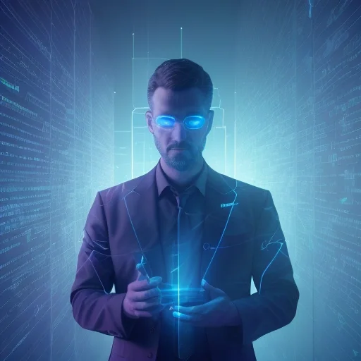 Специалист планирует развитие Data science карьера, анализируя сложные графики и AI-модели в современном офисе