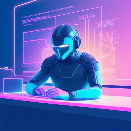 Процесс цифровой трансформации и Оптимизация кода на футуристическом экране разработчика в темном офисе