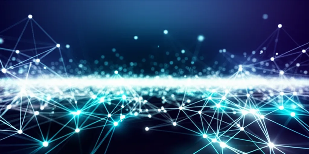 Абстрактная визуализация сети, представляющая большие датасеты для обучения нейросетей