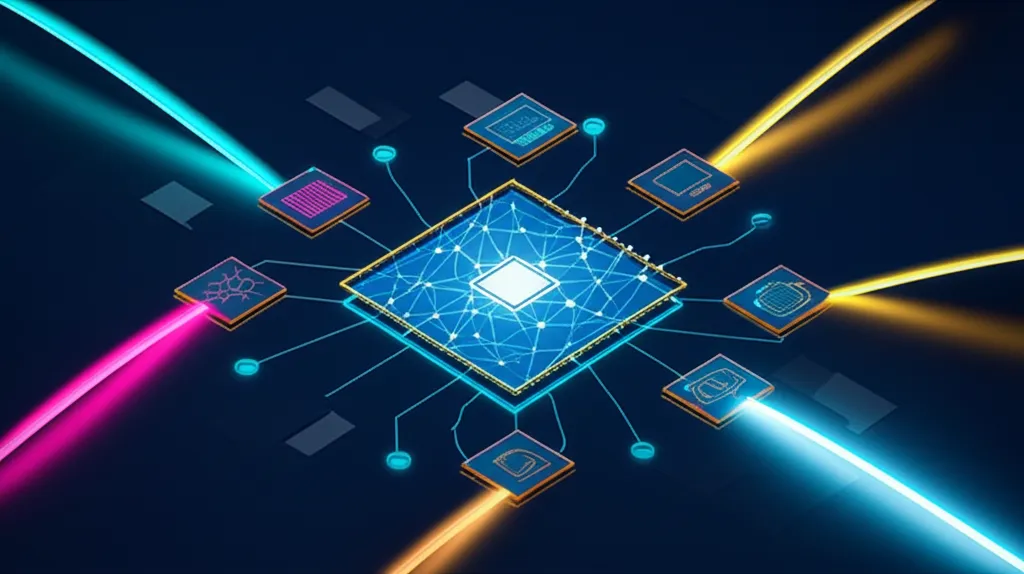 Концептуальная иллюстрация, которая объясняет, что такое agentic rag: ИИ-агент обрабатывает информацию из разных источников для генерации ответа.