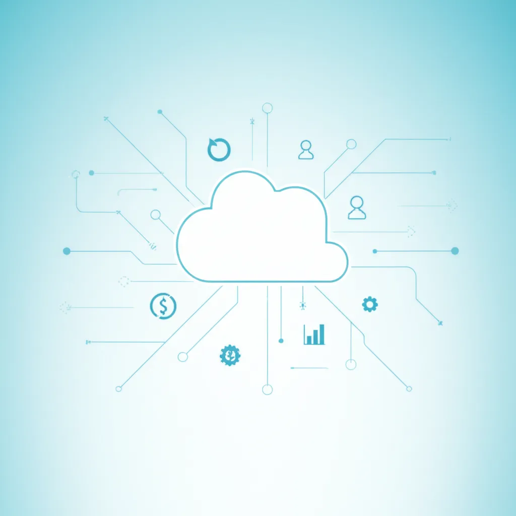 Инфографика, объясняющая, что такое бизнес модель SaaS, с иконками облака, аналитики и подписки.