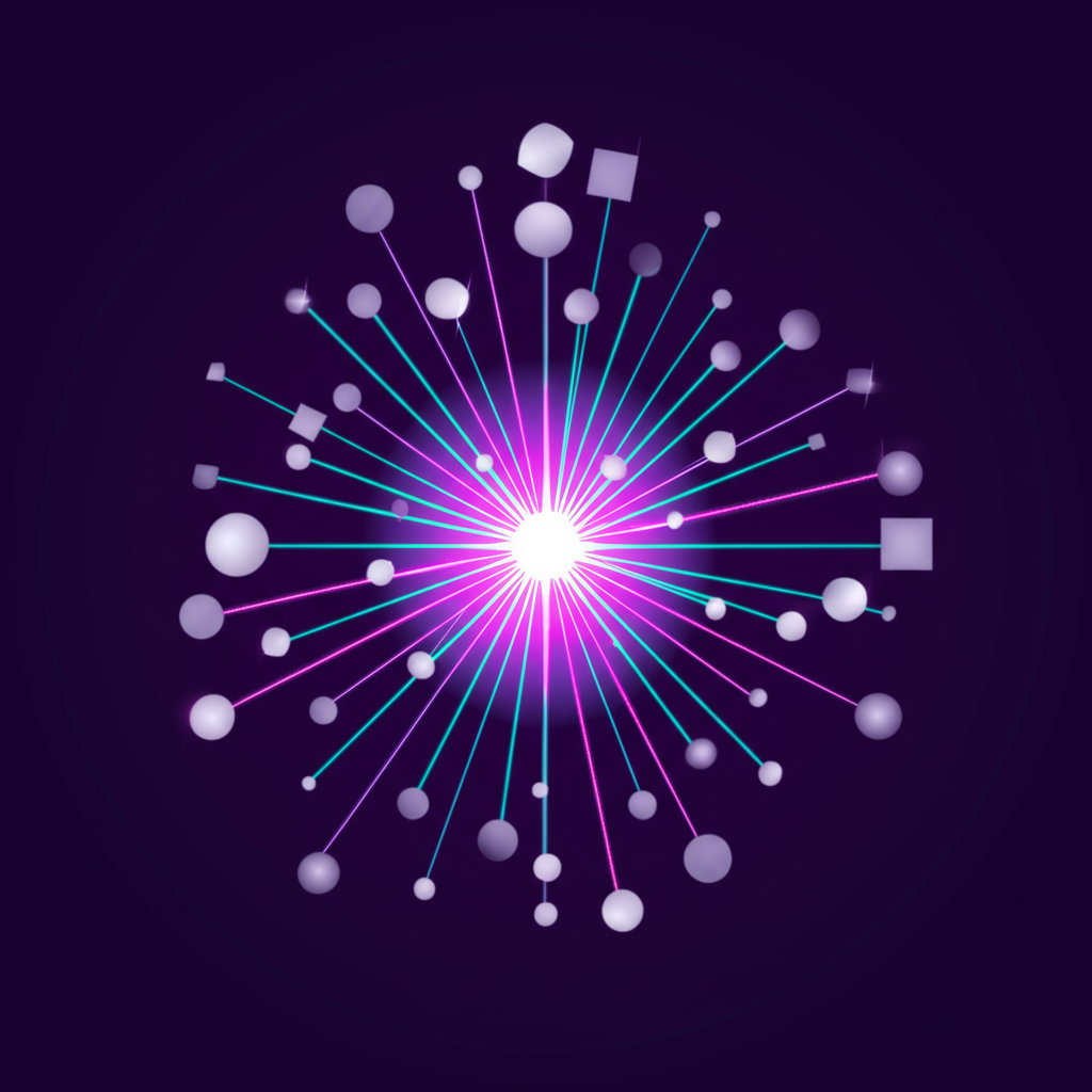 Абстрактная визуализация данных, представляющая собой датасет dataset из связанных между собой элементов