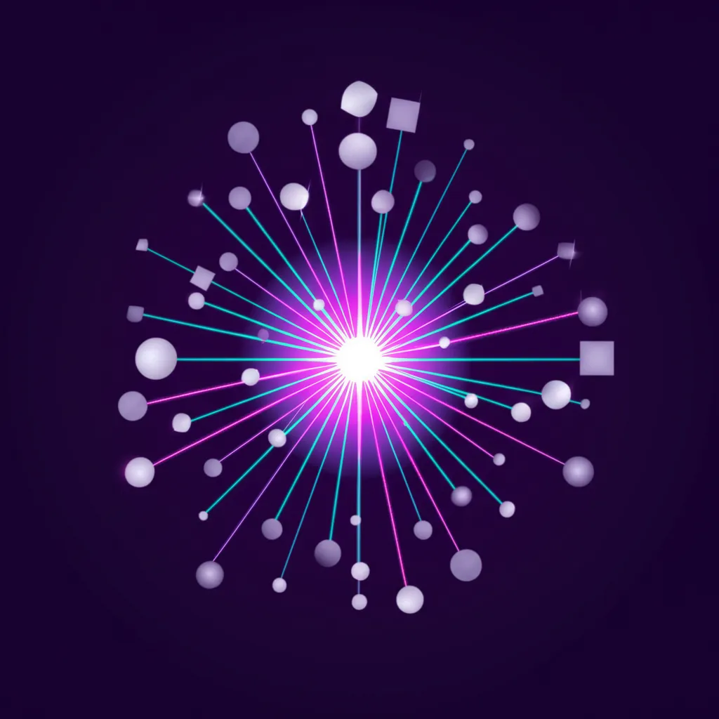 Абстрактная визуализация данных, представляющая собой датасет dataset из связанных между собой элементов