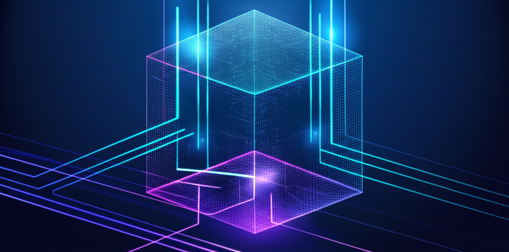 Абстрактная визуализация, иллюстрирующая структурированный датасет для машинного обучения.