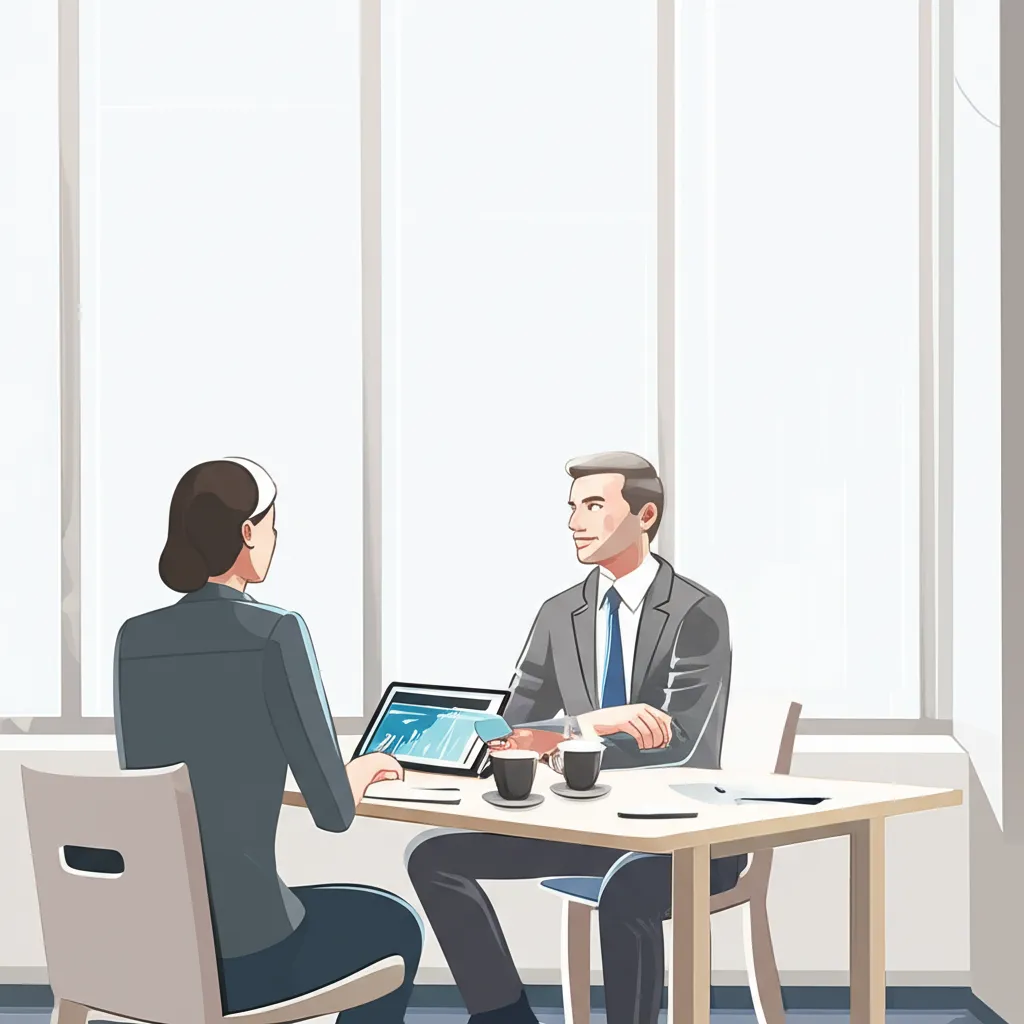 Специалист объясняет клиенту, что такое экспертные продажи, выстраивая доверительные отношения.