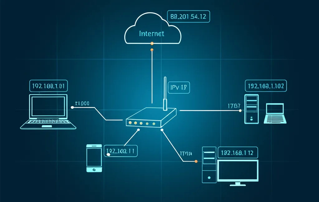 Схематическое изображение, которое наглядно объясняет, что такое IPv4 и его роль в сетевой структуре.
