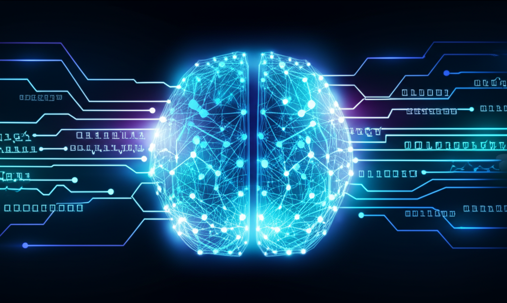 Абстрактная визуализация нейронной сети, объясняющая, что такое искусственный интеллект