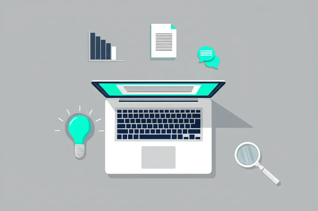 Рабочий стол автора, иллюстрирующий что такое написание контента: советы по стратегии и созданию текстов на ноутбуке.