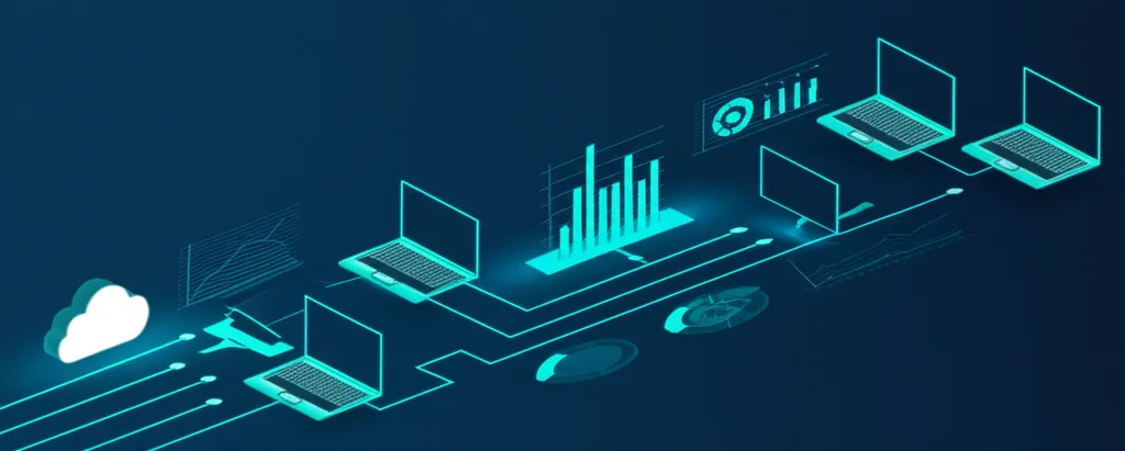 Иллюстрация, объясняющая, что такое парсинг цен: потоки данных с сайтов собираются для анализа.