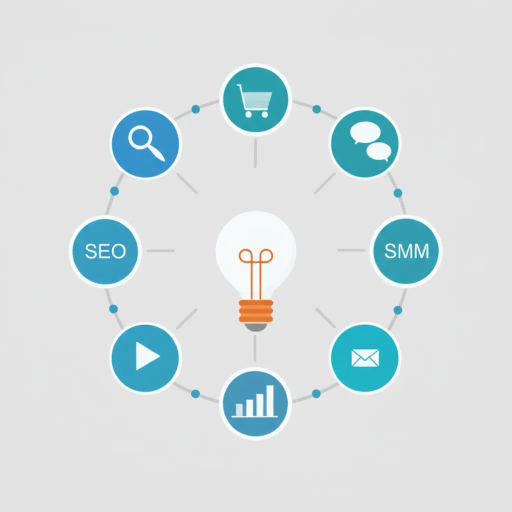 Инфографика, объясняющая, что такое цифровой маркетинг и его основные компоненты