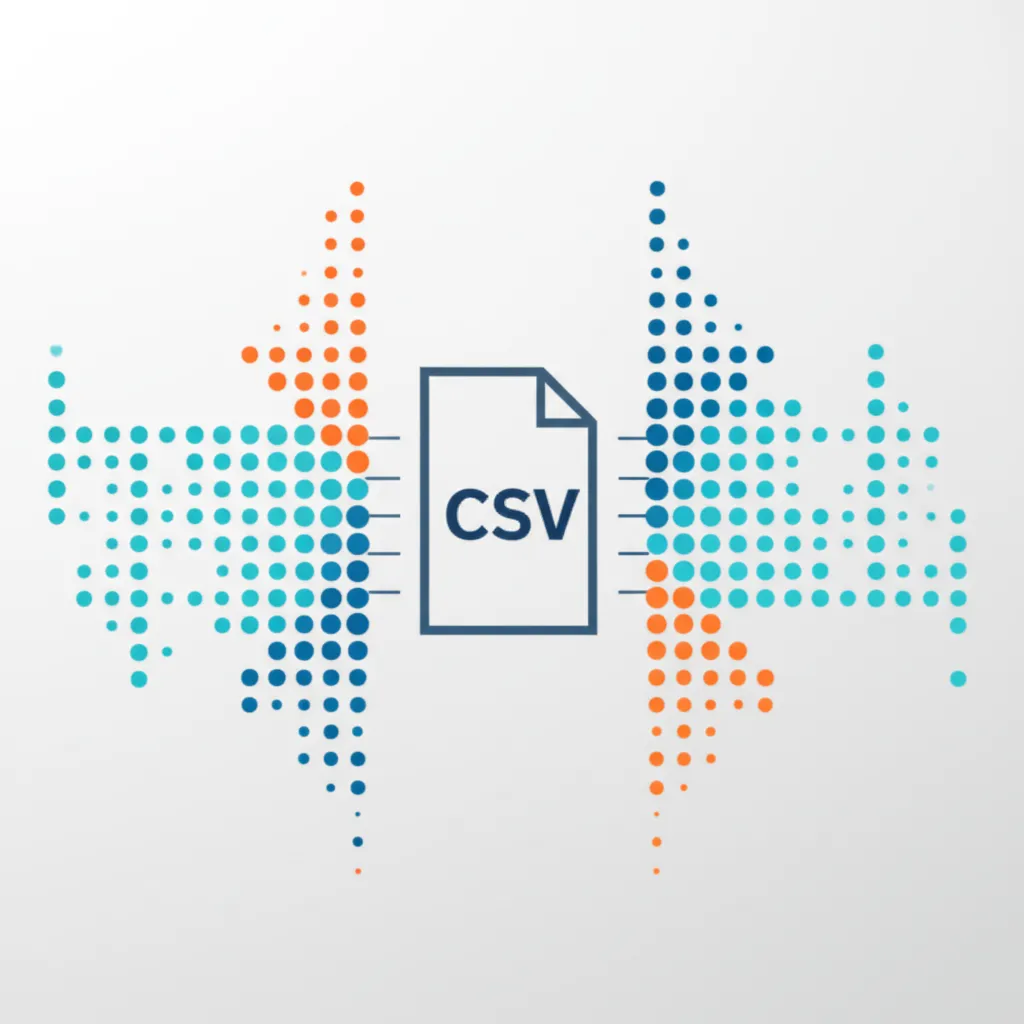 Абстрактное изображение, где показаны csv файлы примеры датасета в виде упорядоченных строк данных