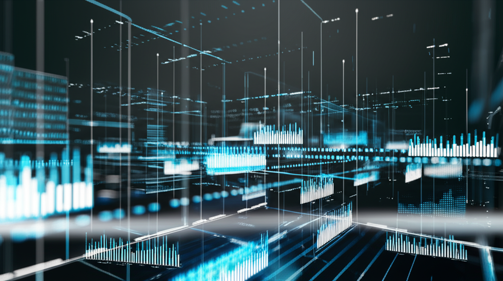 Абстрактная визуализация данных, представляющая датасет количества
