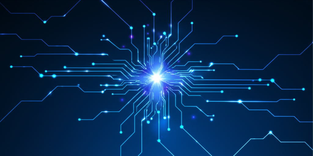 Абстрактная визуализация, иллюстрирующая dataset пример данных в виде связанных точек и линий.