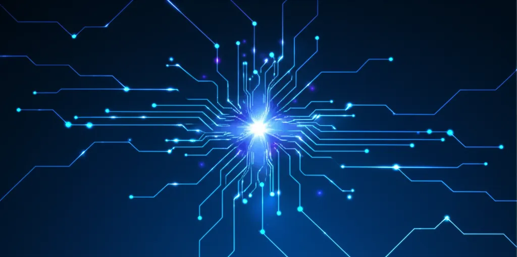 Абстрактная визуализация, иллюстрирующая dataset пример данных в виде связанных точек и линий.