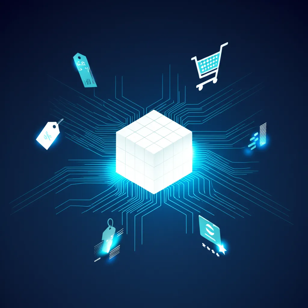 Структурированный датасет товаров, представленный в виде цифровой визуализации для анализа данных.