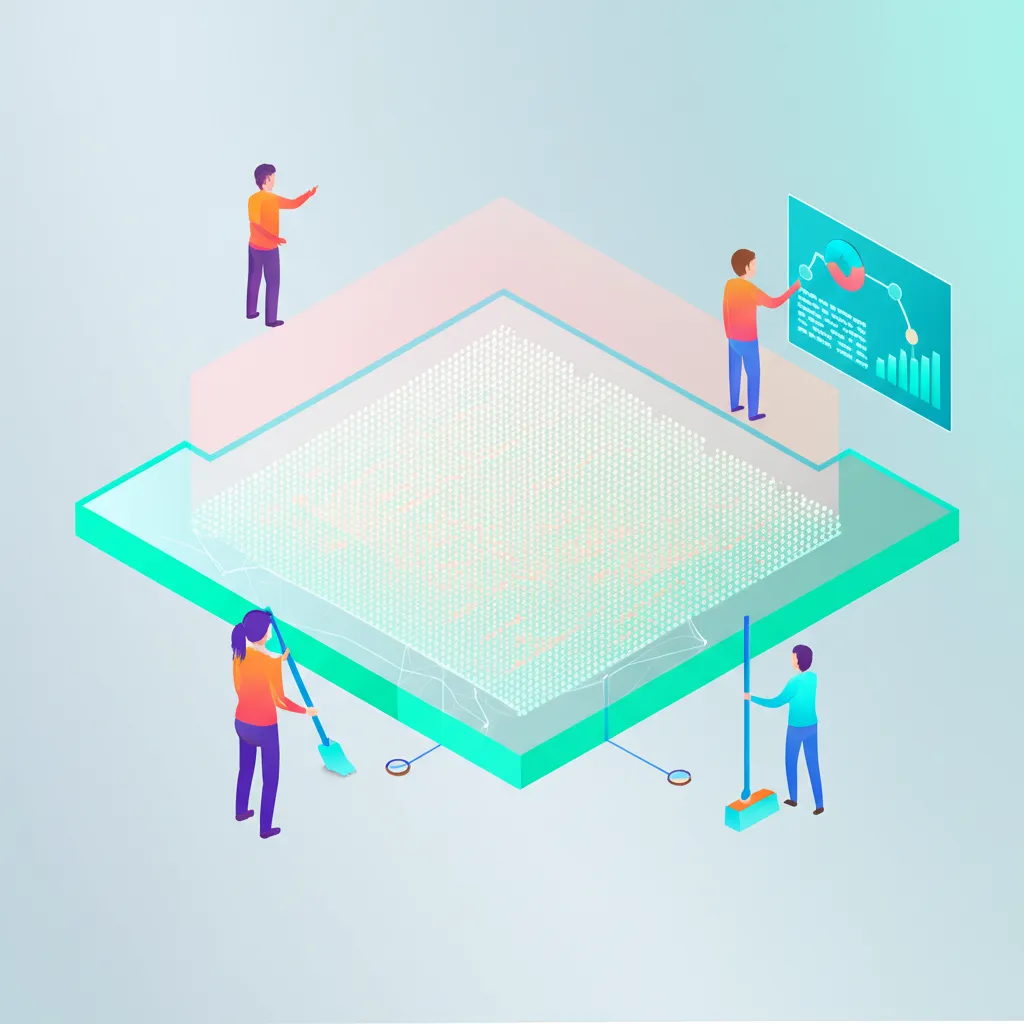 Абстрактное изображение, иллюстрирующее датасеты данных таблицы и процесс их анализа.