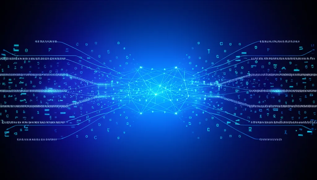 Абстрактная визуализация нейронной сети, которую питают датасеты для NLP