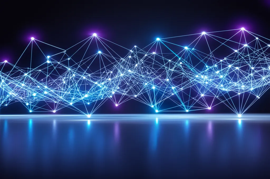 Абстрактная визуализация данных, представляющая датасеты для обучения моделей