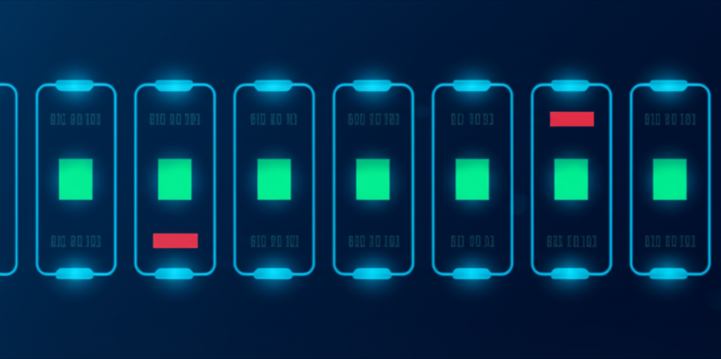 Абстрактная визуализация, где используются датасеты для тестирования программных систем.