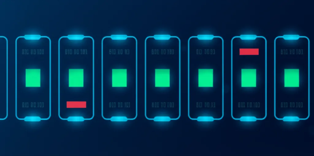 Абстрактная визуализация, где используются датасеты для тестирования программных систем.