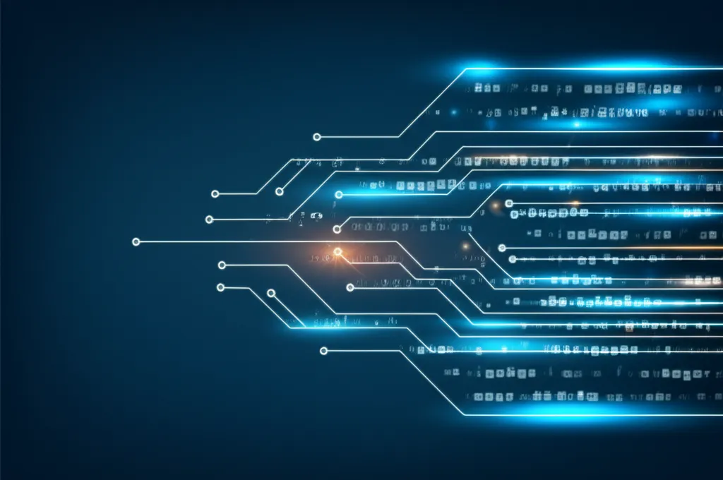 Абстрактная визуализация, иллюстрирующая большие датасеты текстов для анализа