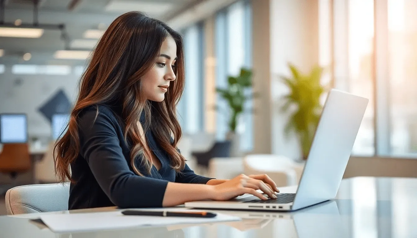 Девушка-аналитик собирает данные с сайтов с помощью парсинга 2025.