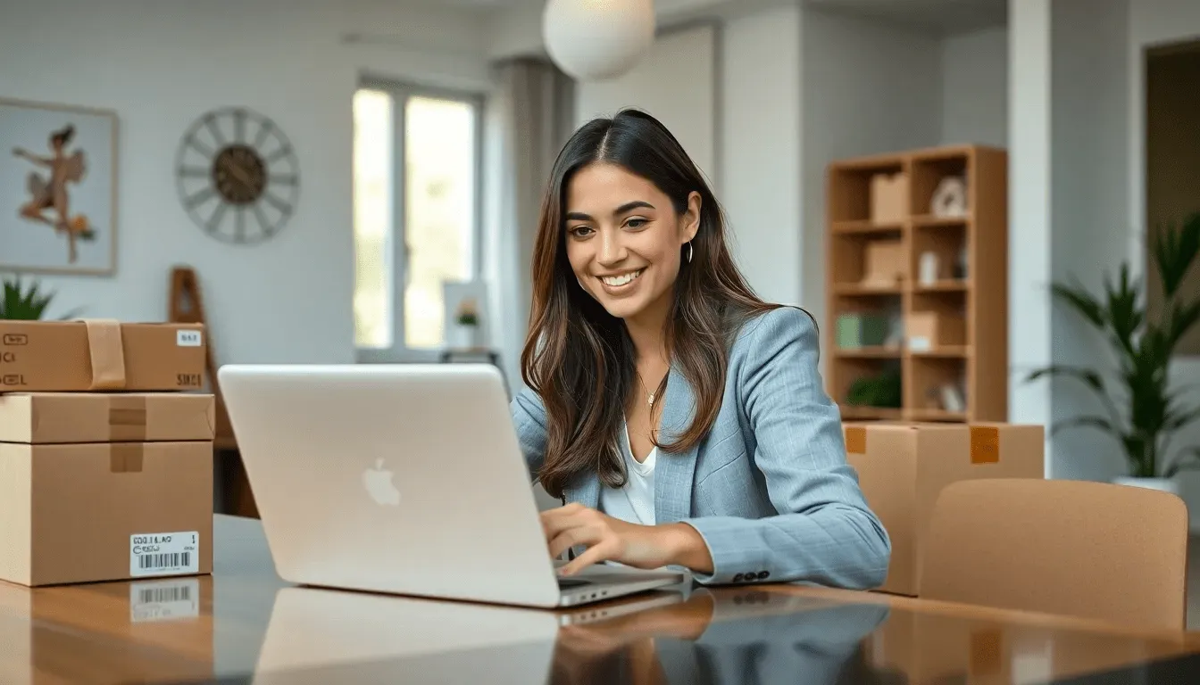 Девушка-предприниматель оформляет заказ, работая над продажа через интернет