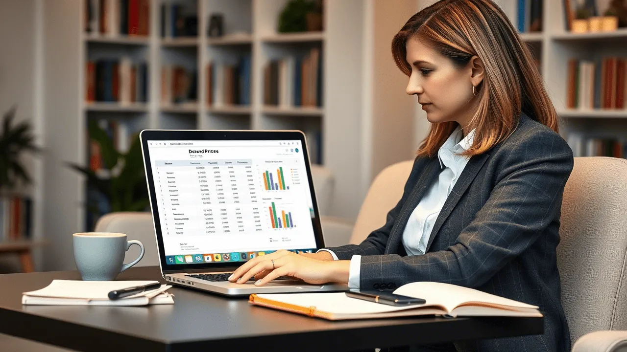 ециалист изучает динамические цены перед запуском кампании
