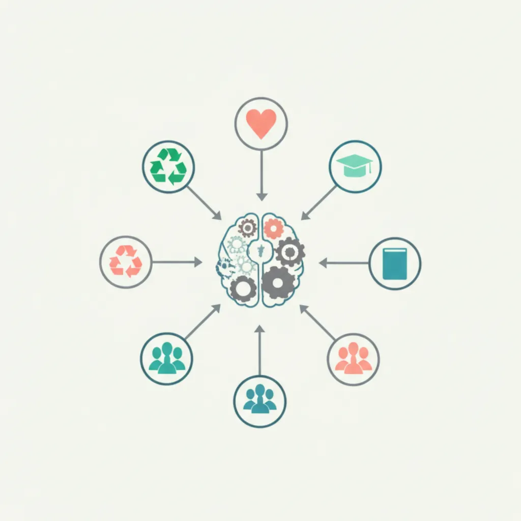 Инфографика, раскрывающая ключевые механизмы социального маркетинга для позитивных общественных изменений.