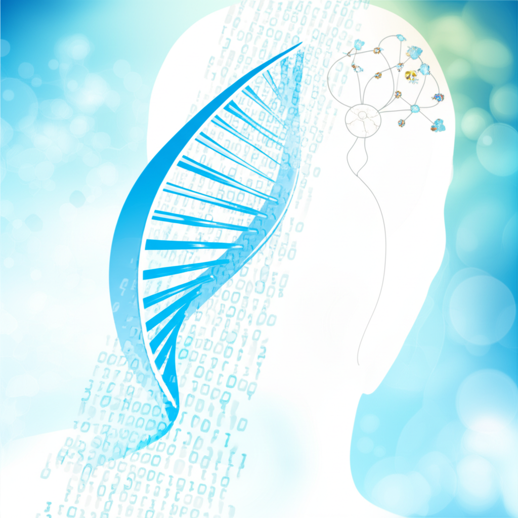 Инфографика, иллюстрирующая фармацевтическая реклама тенденции 2025, с иконками ИИ, ДНК и данных.