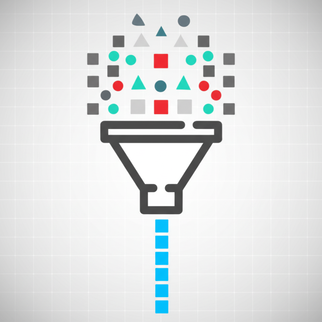 Фильтрация данных полное руководство: инфографика процесса очистки информации от хаоса к порядку.