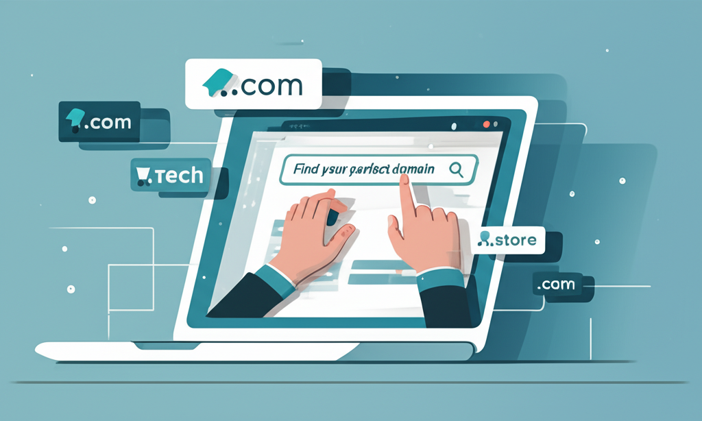 Пользователь выбирает, где купить дешевые доменные имена 2025, используя удобный интерфейс на ноутбуке.