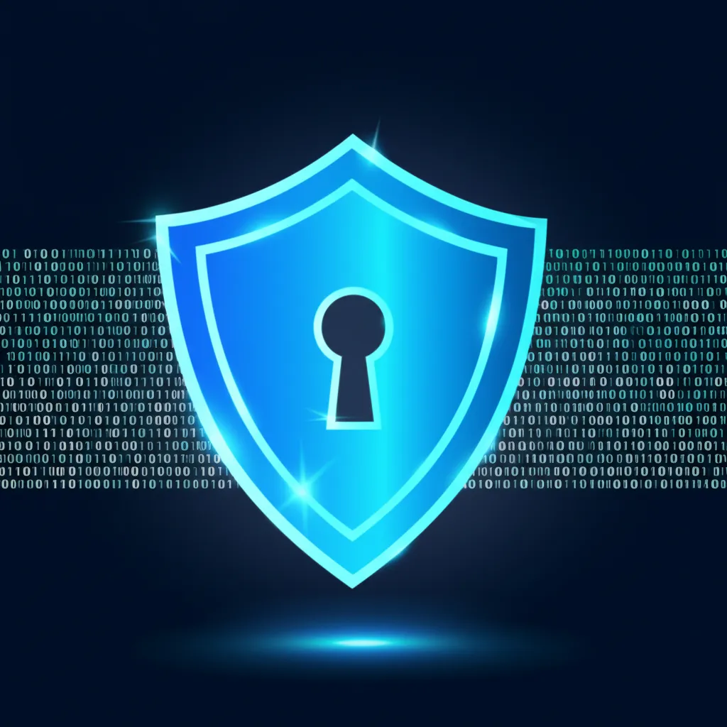 Схематическое изображение щита и замка на фоне потоков данных, иллюстрирующее GDPR и compliance: соответствие законодательству при парсинге.