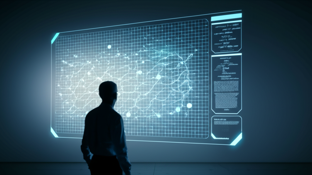 Абстрактная визуализация процесса, где происходит генерация датасета для машинного обучения.