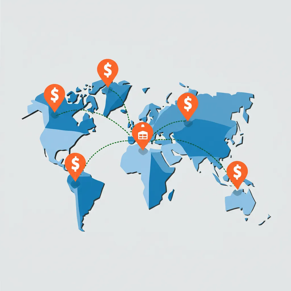 Наглядное географическое ценообразование объяснение на примере карты мира с разными ценами в регионах.
