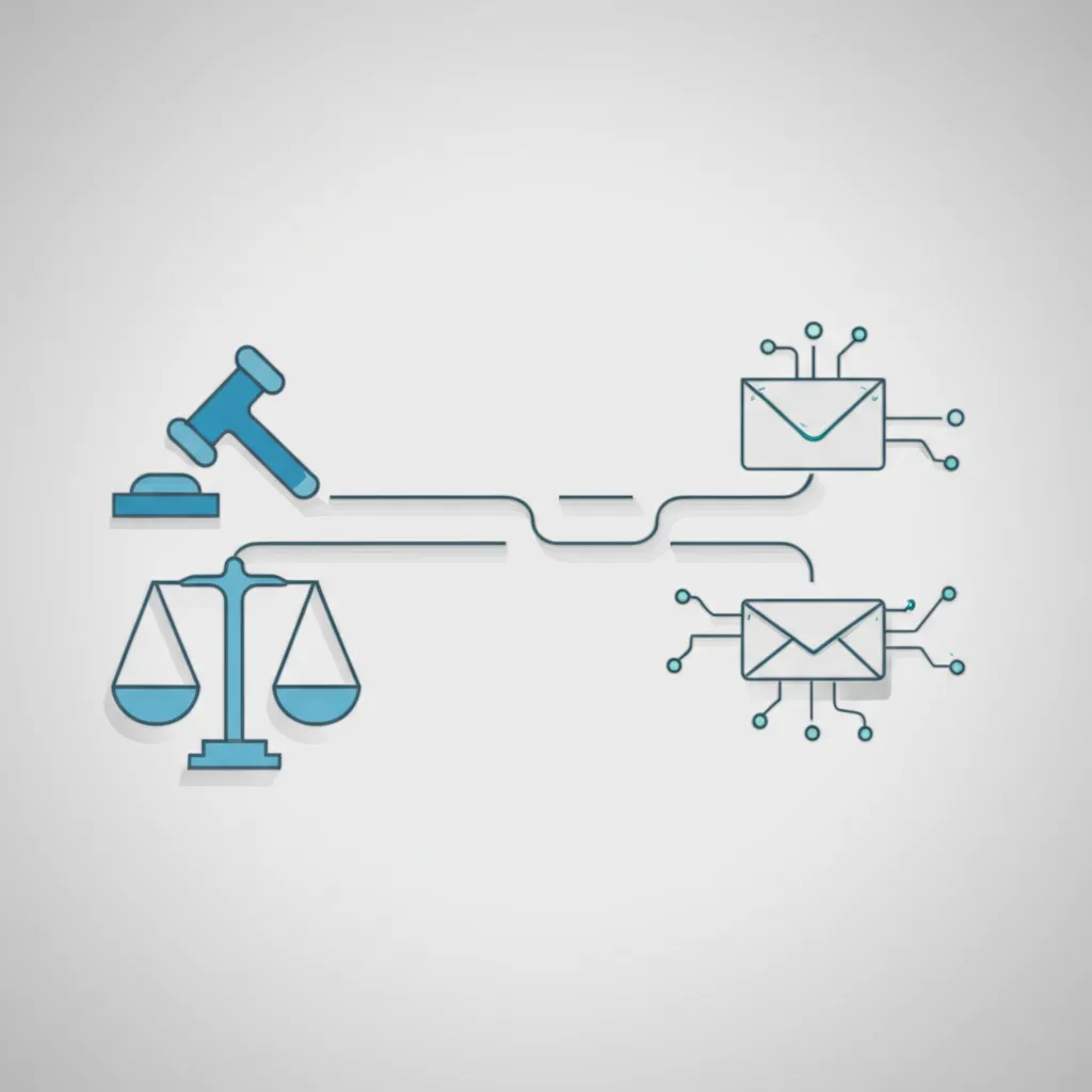 Холодные рассылки правовые технические аспекты: инфографика о балансе закона и технологий.
