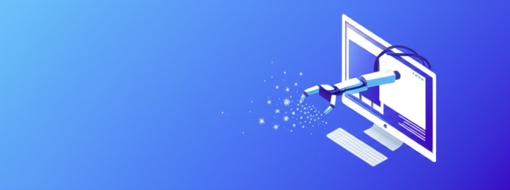 Современные инструменты для парсинга сайтов товаров, показанные в виде роботизированной руки, собирающей данные с экрана.