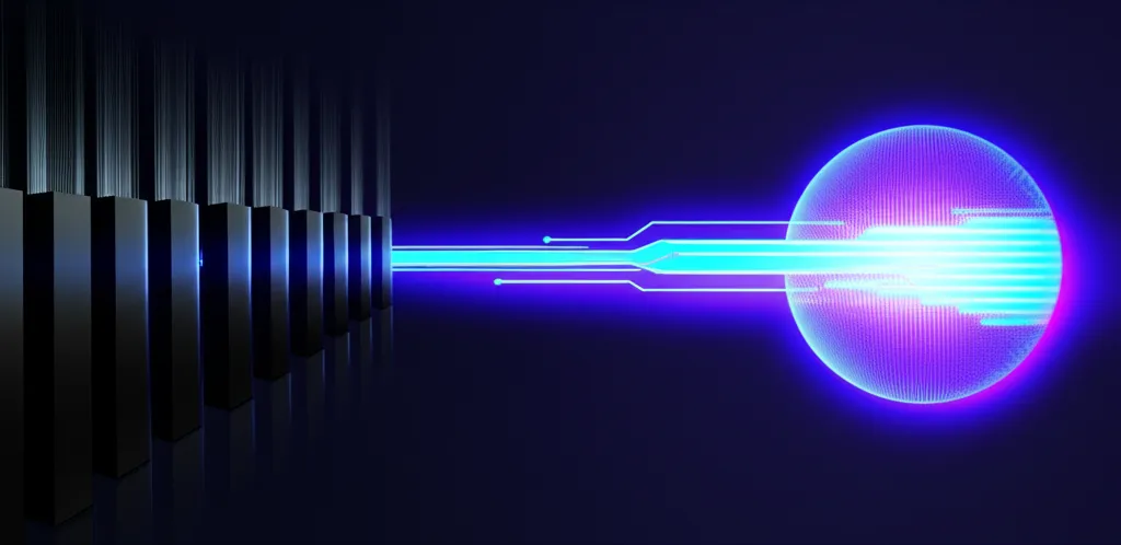 Интеграция данных и ИИ: от силосов к синергии — визуализация процесса объединения разрозненной информации в единую интеллектуальную систему.