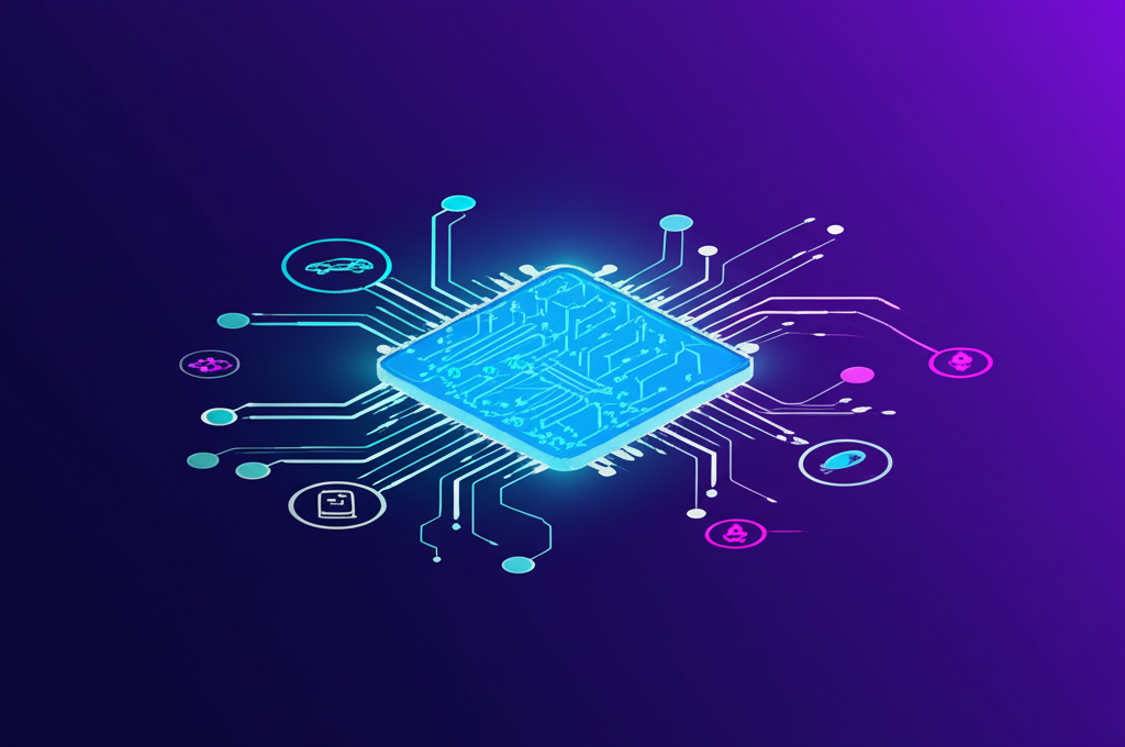 Схематическое изображение, иллюстрирующее концепцию Искусственный интеллект вещей AIoT