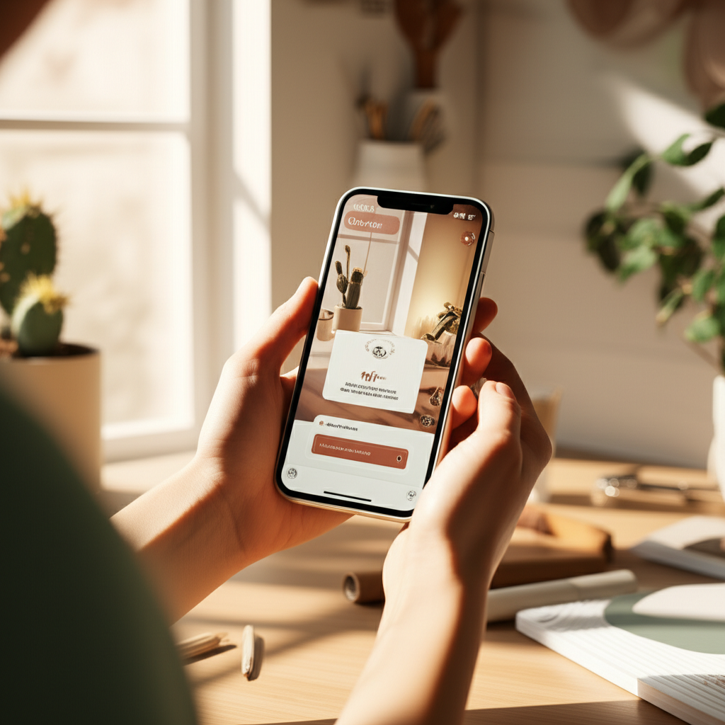 Специалист по маркетингу настраивает рекламную кампанию, чтобы эффективно использовать Instagram Stories для бизнеса.