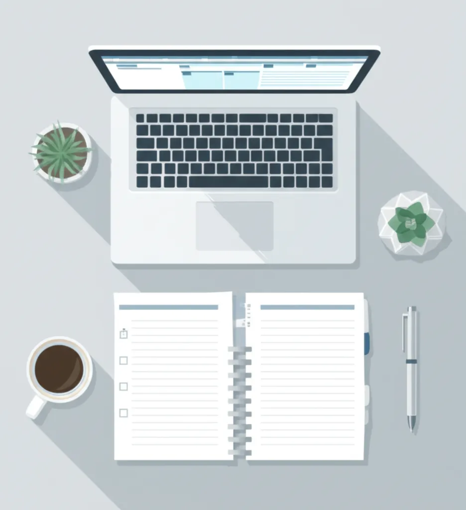 Современное рабочее место, которое показывает, как организовать свою деятельность для максимальной эффективности.